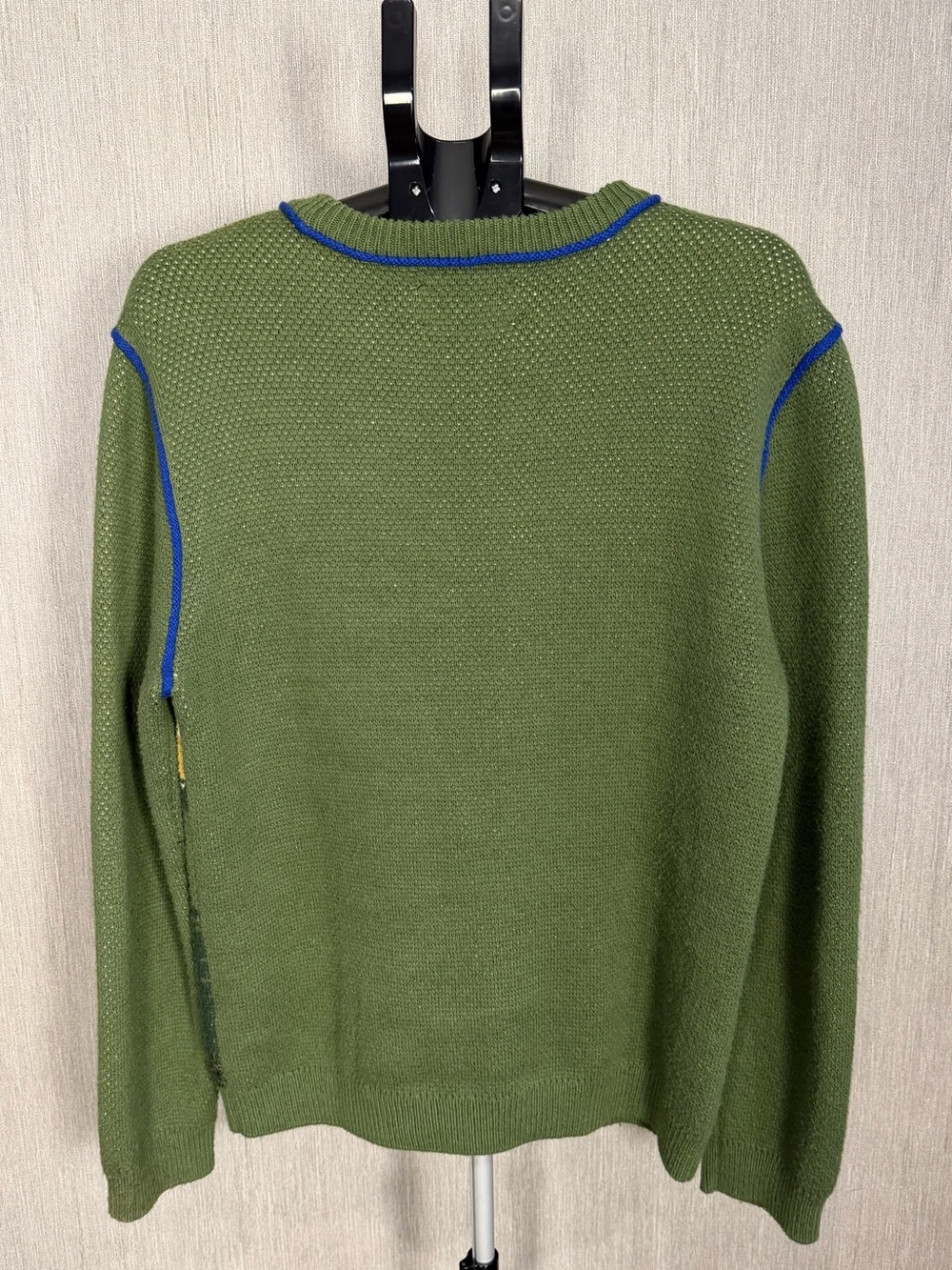 Lucky Brand Olive Scenic Big Foot Crewneck Sweater with Blue Trim Size Medium - Picture 11 of 16
